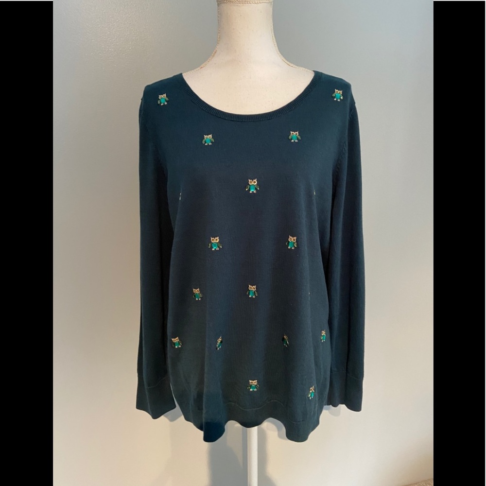 Talbots 1x sweater with gem owl detail